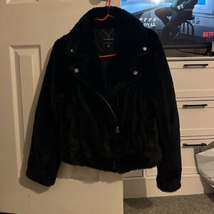 Lucky brand women’s fur coat size medium never worn brand new moto style jacket